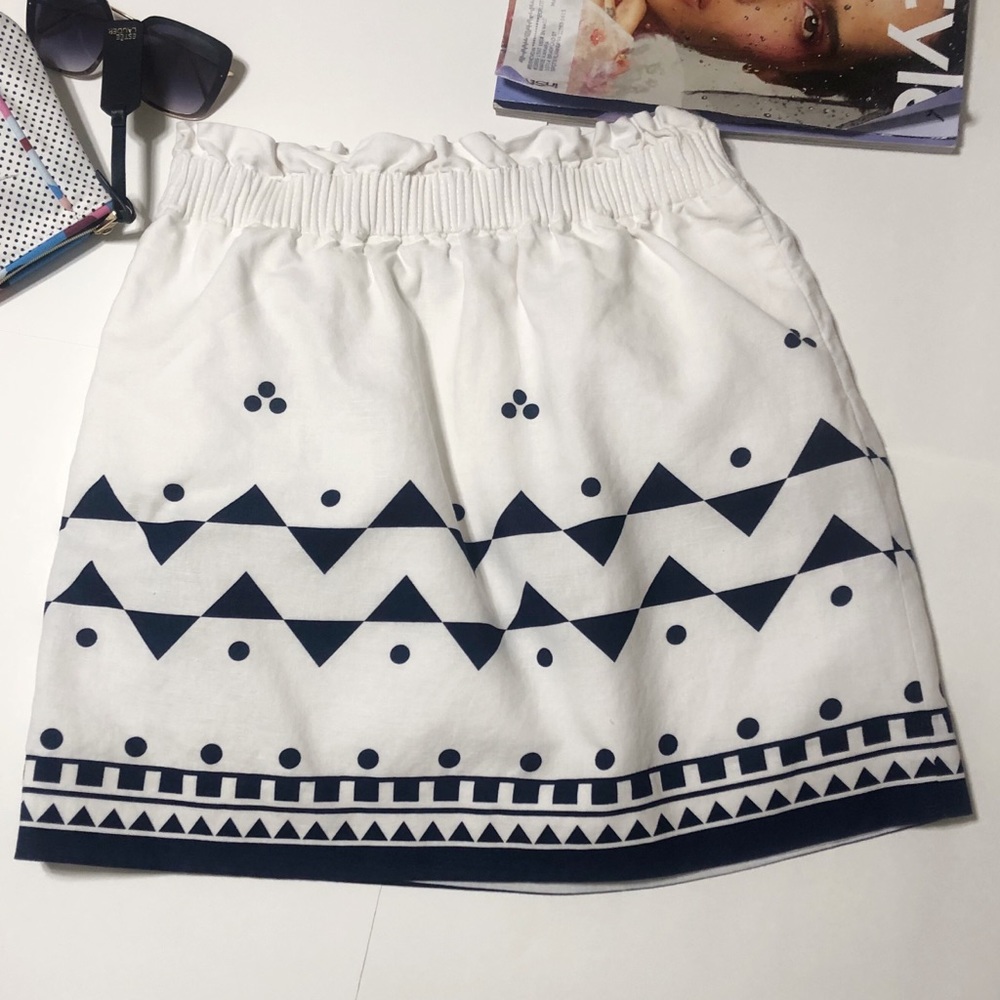 J. Crew Geo Print Cotton-Linen Sidewalk Skirt Sz 4 - Picture 5 of 8